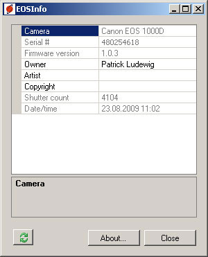 Canon EOS 40D 50D 450D 1000D Auslösungs Zähler Shutter Counter